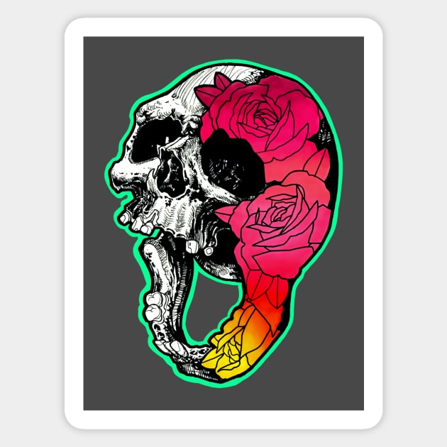 Skull and Roses Sticker by TimPangburn